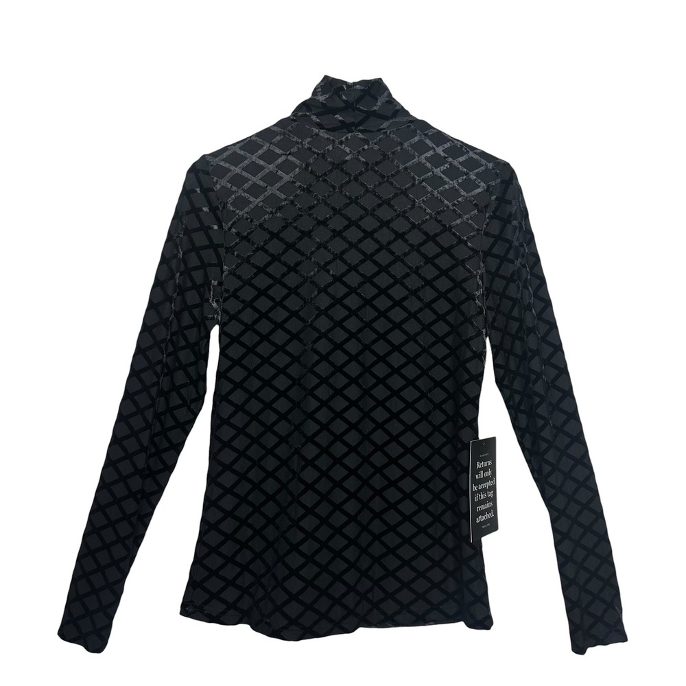 Tuckernuck Black Velvet Burnout Mally Turtleneck Top Pull On Long Sleeve L NWT‎ - Picture 3 of 12